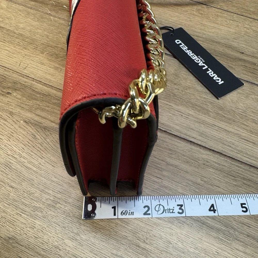 Karl Lagerfeld Red Crossbody Purse with Chain • Brand New • NYC Taxi with cat!‎ - Picture 13 of 13